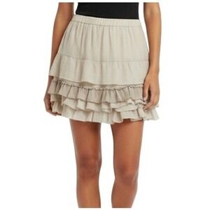 Banana Republic Heritage Skirt Womens Small Beige Tiered Ruffle Mini Silk Lined